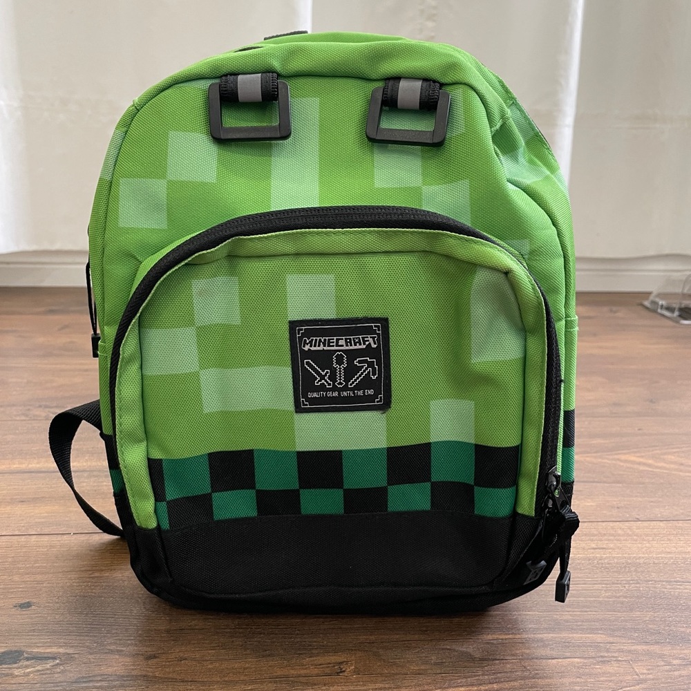 Minecraft Creeper backpack. Small. Green. Barely used.